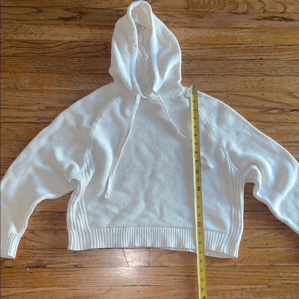 Cream Women's Hooded Knit Pullover Sweatshirt